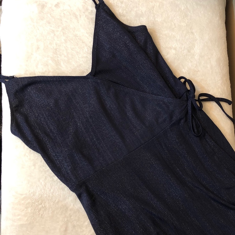 Hollister small navy blue/silver wrap dress